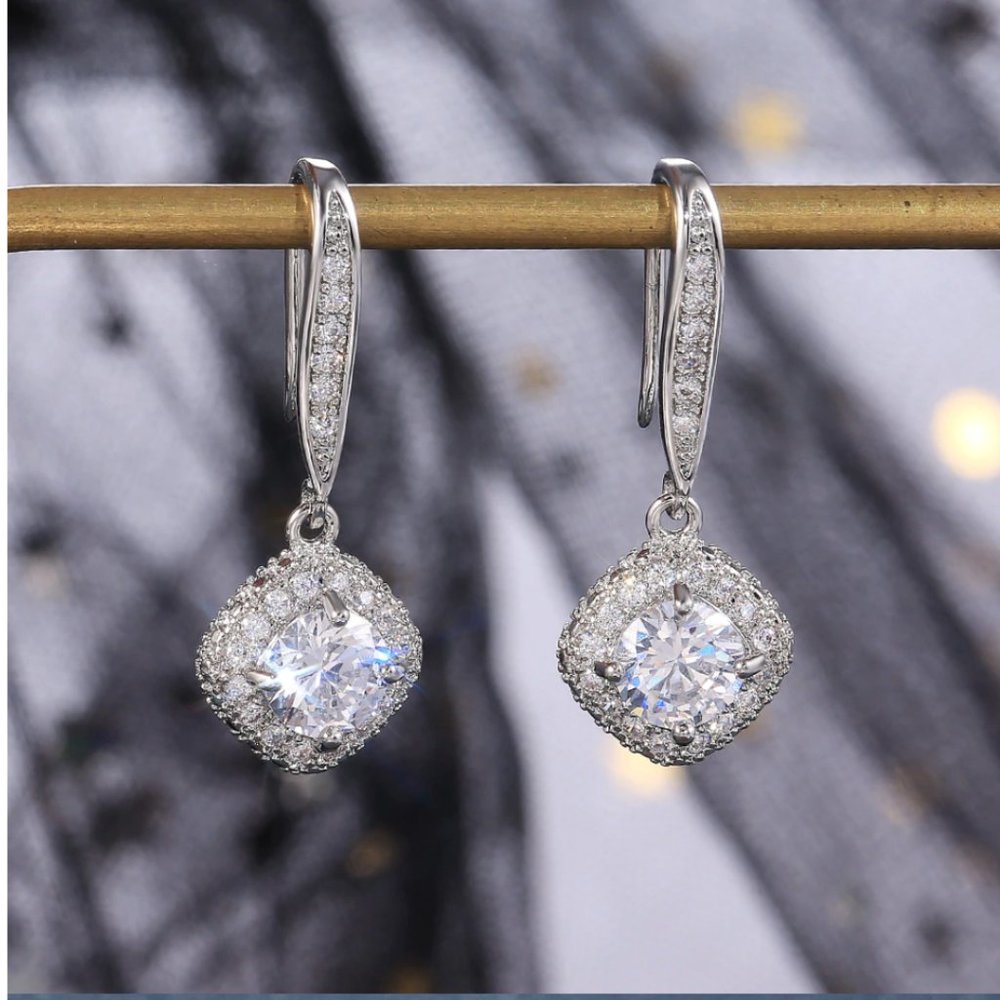 Simulated Diamond Drop Earrings - Picture 9 of 13